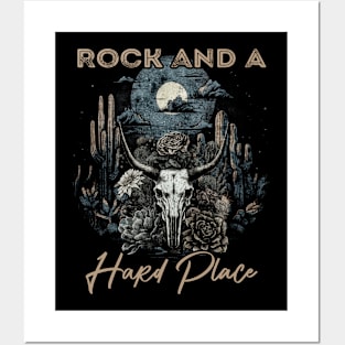 Rock And A Hard Place Country Music Deserts Bull Skull Cactus Posters and Art